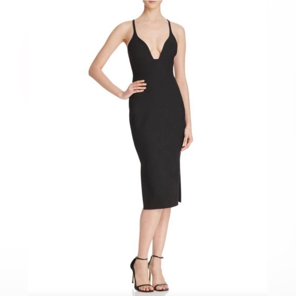 Cinq à Sept Women’s Ara Black Fitted Midi Dress Size 2 NEW